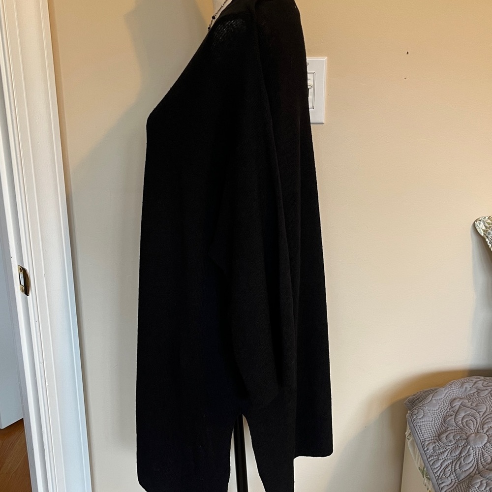 Eileen Fisher Organic Linen Sweater Long Oversize stretch pullover black S/M - Picture 3 of 9